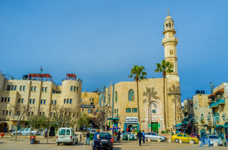 BETHLEHEM, PALESTINE - FEBRUARY 18, 2016: The Manger Square is the logical square of the city with all landmarks around it, on February 18 in Bethlehem.のeditorial素材