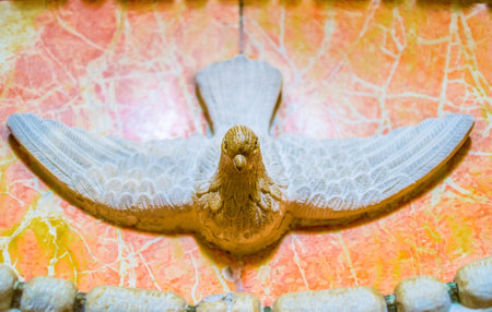 BETHLEHEM, PALESTINE - FEBRUARY 18, 2016: The small dove over the entrance to the Milk Grotto, on February 18 in Bethlehem.のeditorial素材