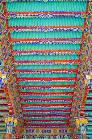KOKAND, UZBEKISTAN - MAY 6, 2015: The colorful decorative elements are the architectural feature of the Uzbek mansions and palaces, such as Khudayar Khan Palace, on May 6 in Kokand.のeditorial素材