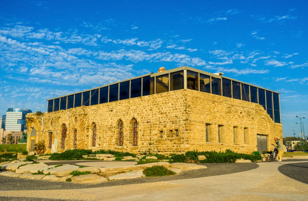 TEL AVIV, ISRAEL - FEBBRUARY 25, 2016: The building of Ha-Etzel museum dedicated to leading military organization in the history of Israel's struggle for independence, on February 25 in  Tel Aviv.のeditorial素材