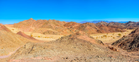 Eilat offers different types of recreation, hiking is one of the popular types in scenic Eilat Mountains, Israel.のeditorial素材