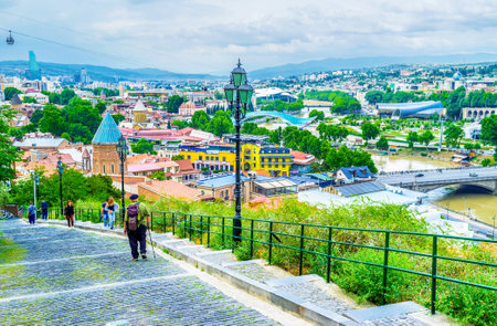 The roofs and domes of old Tbilisi looks great from the descent, leading from Narikala Fortress,...