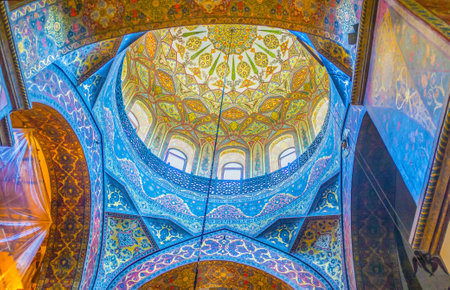 VAGHARSHAPAT, ARMENIA - MAY 30, 2016: The dome, arched passes and semi-domes  of Etchmiadzin...