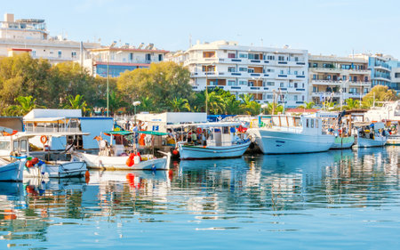 RETHYMNO, GREECE - OCTOBER 16, 2013: The  new port offers different water attractions to the tourists, on October 16 in Rethymno.のeditorial素材