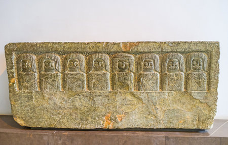 TUNIS, TUNISIA - SEPTEMBER 2, 2015: The preserved Carthage relief in Bardo National Museum is the fine example of the ancient art, on September 2 in Tunis.のeditorial素材