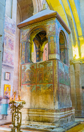 MTSKHETA, GEORGIA - JUNE 6, 2016: The Monument above St Sidoniaâ€™s grave represents the Holy...