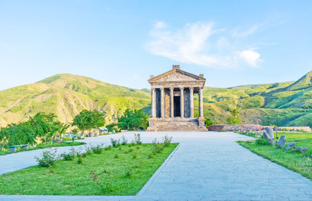 The Temple of Garni is the best known pre-christian landmark of the country, located on the cliff of Garni gorge, Kotayk Province, Armenia.のeditorial素材
