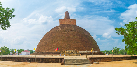 Panorama of Abhayagiri Dagaba, ancient monastic site and place of Buddhist worshipers pilgrimage, Anuradhapura, Sri Lanka.の写真素材