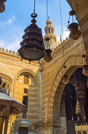 CAIRO, EGYPT - OCTOBER 10, 2014: The different arabian lights are traditional elements of interior decoration in Al-Nasir Muhammad complex, on October 10 in Cairo.のeditorial素材