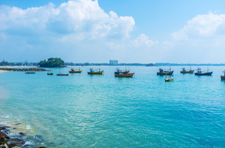 The scenic Weligama bay is the popular tourist place at the South coast of Sri Lanka.の写真素材