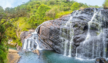 The viewpoint of the Baker's Fall is the best choice to have a rest in a cool place, Sri Lankaの写真素材