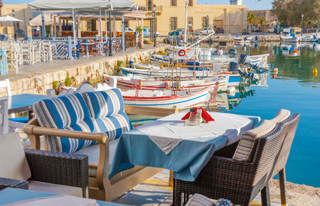 Old port of Rethymno in the morning is one of the most silent places in the city, Greeceの写真素材