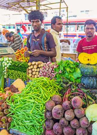 COLOMBO, SRI LANKA - DECEMBER 6, 2016: The vegetable shop of Fose agricultural market with wide range and excellent quality of goods, on December 6 in Colombo.のeditorial素材