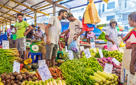 COLOMBO, SRI LANKA - DECEMBER 6, 2016: The best agricultural foodstuffs from local farmers can be found in Fose Market, on December 6 in Colombo.のeditorial素材