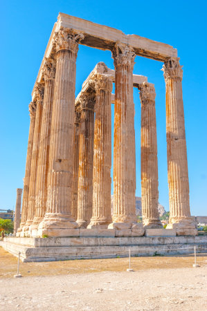 The ruins of Olympian Zeus Temple is one of the most popular archaeological sites in Athens, Greeceのeditorial素材