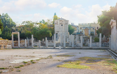 Tower of the Winds is the best-preserved ancient edifice and located in Roman Agora in Athens, Greeceのeditorial素材