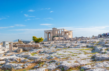 ATHENS, GREECE - OCTOBER 12, 2013: The view on ancient greek temple Erechtheion, located on Acropolis, on October 12 in Athensのeditorial素材