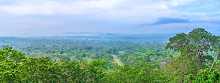 The aerial view of the Royal Gardens of Sigiriya from the Lion's Rock, Sri Lanka.の写真素材