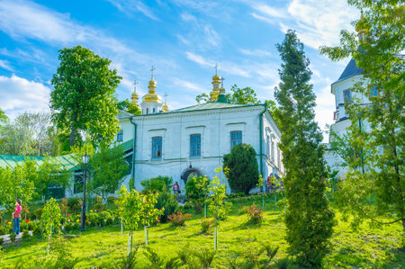 KIEV, UKRAINE - MAY 1, 2015:  Kiev Pechersk Lavra is a very popular place among pilgrims and locals, especially during christianity holidays, on May 1 in Kiev.のeditorial素材