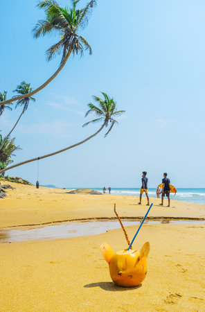 BOOSA, SRI LANKA - DECEMBER 4, 2016: The scenic resorts of the West Coast are the tropic paradise, waiting for the tourists, on December 4 in Boosa, Sri Lanka.のeditorial素材