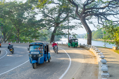 KANDY, SRI LANKA - NOVEMBER 28, 2016: The tuk tuk is the main transport of the city of Kandy, on...