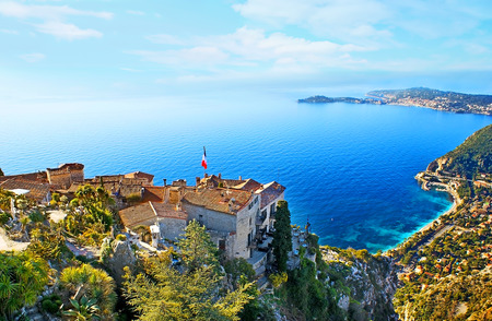 Eze is the small hidden in Alps commune, that nowadays became popular tourist destination and one of the most beautiful places of French Riviera, France.の写真素材