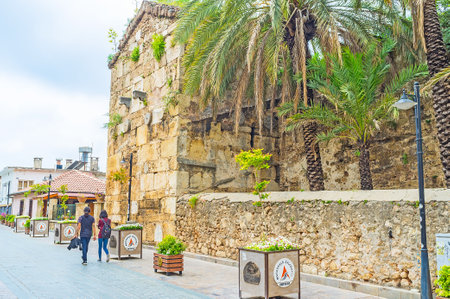 ANTALYA, TURKEY - MAY 6, 2017: Kaleici district is rich in archaeological sites, preserved since the times of ancient Pamphylia, on May 6 in Antalya.のeditorial素材