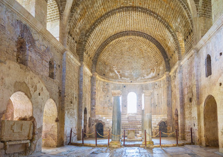DEMRE, TURKEY - MAY 7, 2017: The main nave of medieval St Nicholas Church after restoration, on May 7, in Demre.のeditorial素材