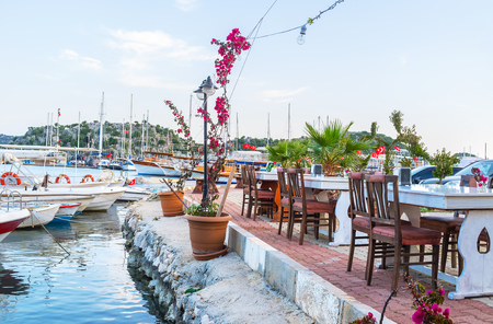 The pleasant cafe located in the port of Kekova, Turkeyの写真素材