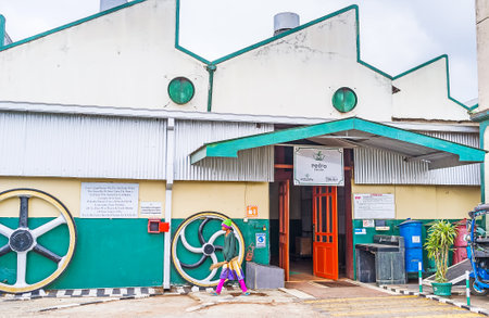 NUWARA ELIYA, SRI LANKA- NOVEMBER 29, 2016: The shop floor of Pedro Tea Estate, here the green leafs transformed into the dried leaves for brewing tea, on November 29 in Nuwara Eliya.のeditorial素材