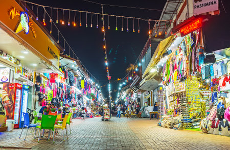 ALANYA, TURKEY - MAY 8, 2017: The Grand Bazaar attracts the tourists with its bright lights, wide range of different goods, tasty local cuisine and fine views, on May 8 in Turkey.のeditorial素材