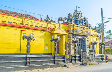 Sri Muthumariamman Temple is the Hindu shrine in Negombo, interesting as example of Dravidian architecture, Sri Lanka.のeditorial素材