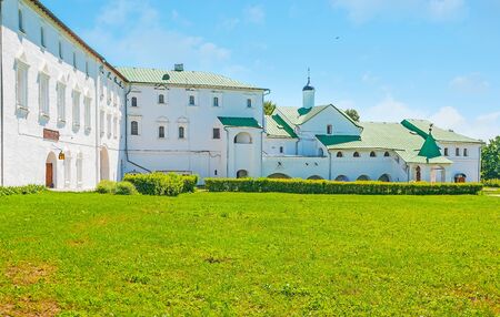 The facade of historic Archbishops Chambers, preserved on territory of Suzdal Kremlin, Russia.