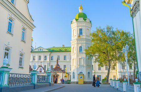 POCHAYIV, UKRAINE - AUGUST 29, 2017: The water tower of Pochayiv Lavra was built over the spring of Holy Water, on August 29 in Pochayiv.のeditorial素材