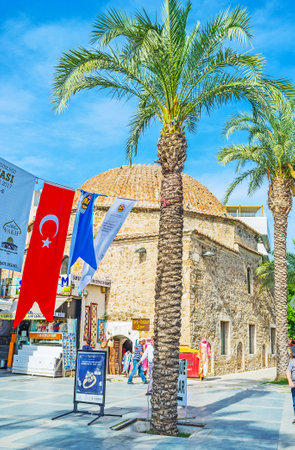 ANTALYA, TURKEY - MAY 12, 2017: Historic trading dome in  Cumhuriyet (Republic) avenue nowadays houses the souvenir stores and is popular among the tourists, on May 12 in Antalya.のeditorial素材
