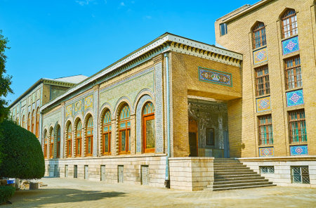 TEHRAN, IRAN - OCTOBER 11, 2017: The side portico of Talar-e Berelian (Hall of Brilliance) of...