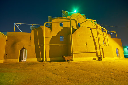 The back wall of mud-brick Shah Abol-qasim Hosseinieh of Yazd, Iranのeditorial素材