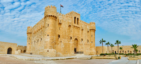 The Qaitbay Fort is the famous historic landmark and fine example of medieval architecture, Alexandria, Egypt.のeditorial素材