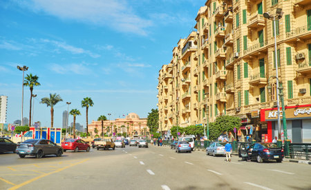 CAIRO, EGYPT - DECEMBER 24, 2017:  Midan Al Tahrir (Martyrs Square) is always busy and crowded, here...
