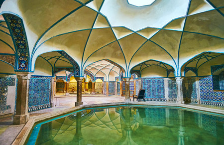 KERMAN, IRAN - OCTOBER 15, 2017:  Ganjali Khan Hammam (bathhouse) boasts medieval outstanding...