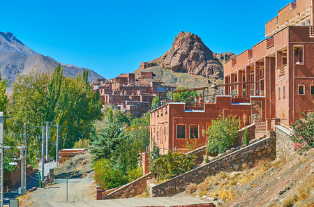 The picturesque Abyaneh village occupies the slpe of the rock of Karkas mountain range, Iran.の写真素材