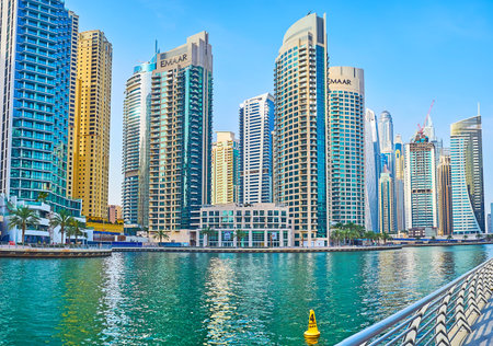 DUBAI, UAE - MARCH 2, 2020: The view on Park Island Towers complex, located on coast of Dubai Marina, on March 2 in Dubaiのeditorial素材