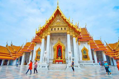 BANGKOK, THAILAND - MAY 13, 2019: The Ubosot (Ordination Hall) of Wat Benchamabophit Dusitvanaram...