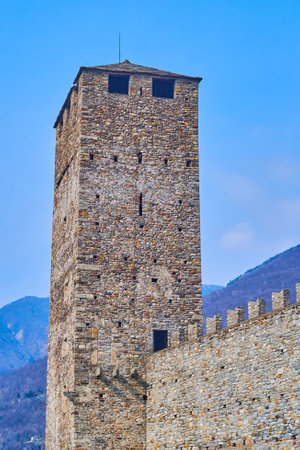 Torre Nera tower of Castelgrande fortress, Bellinzona, Switzerlandのeditorial素材
