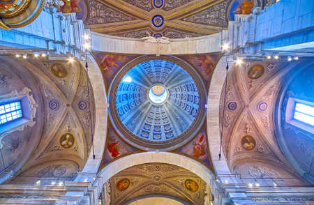 The dome and the vaults of the Collegiate Church in Bellinzona, Switzerland