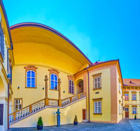 The Renaissance style staircase of New Town Hall  leading to the courtyard, Brno, Czech Republicの写真素材