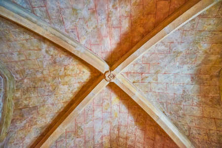 BRNO, CZECH REPUBLIC - MARCH 10, 2022: The stone vault with cross shape in the chamber of Old Town Hall, on March 10 in Brno, Czech Republicのeditorial素材