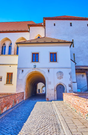 The main entrance through the narrow tunnel to the citadel of Spilberk castle in Brno, Czech Republicのeditorial素材