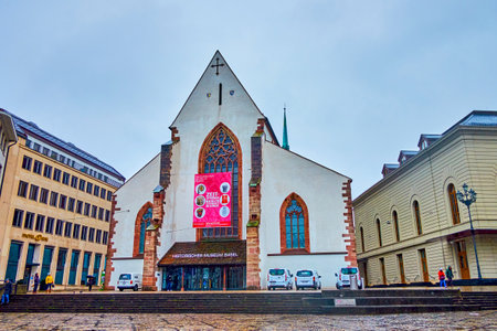 BASEL, SWITZERLAND - APRIL 1, 2022: Facade of Basel Historical Museum in Barfusserkirche, former...