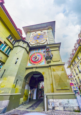 Medieval Zytglogge tower with astronomical clock is one of the popular tourist attraction in Bern, Switzerlandのeditorial素材
